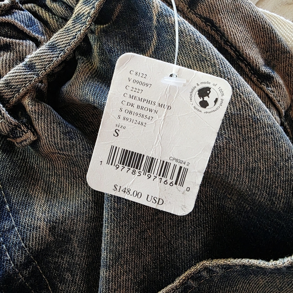NWT Free People Curvy Outlaw sz S Wideleg Jeans In Memphis Mud - Picture 14 of 14